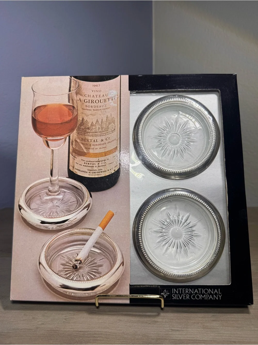 Vintage NOS International Silver Italy Silverplate Coaster Set 4 Boxed
